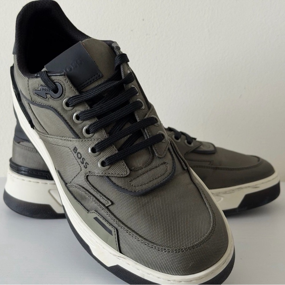 The BOSS Baltimore panelled sneakers in green generally - Picture 2 of 7